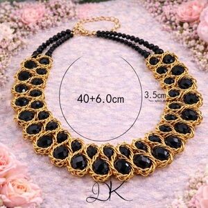 Elegant Gold and Black Necklace